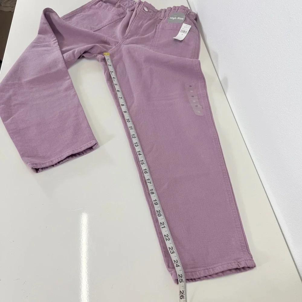 GAP NWT Girls High-Rise Elastic Paperbag Waist Denim Lt Purple Mom Jeans Size 18